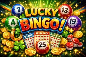 Lucky Bingo jogo online com cartelas coloridas e números sorteados em tempo real