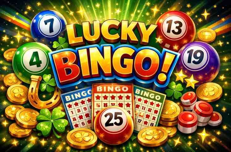 Lucky Bingo jogo online com cartelas coloridas e números sorteados em tempo real